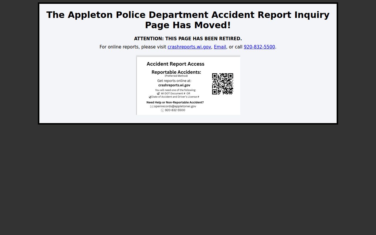 Appleton criminal records and accident report portal