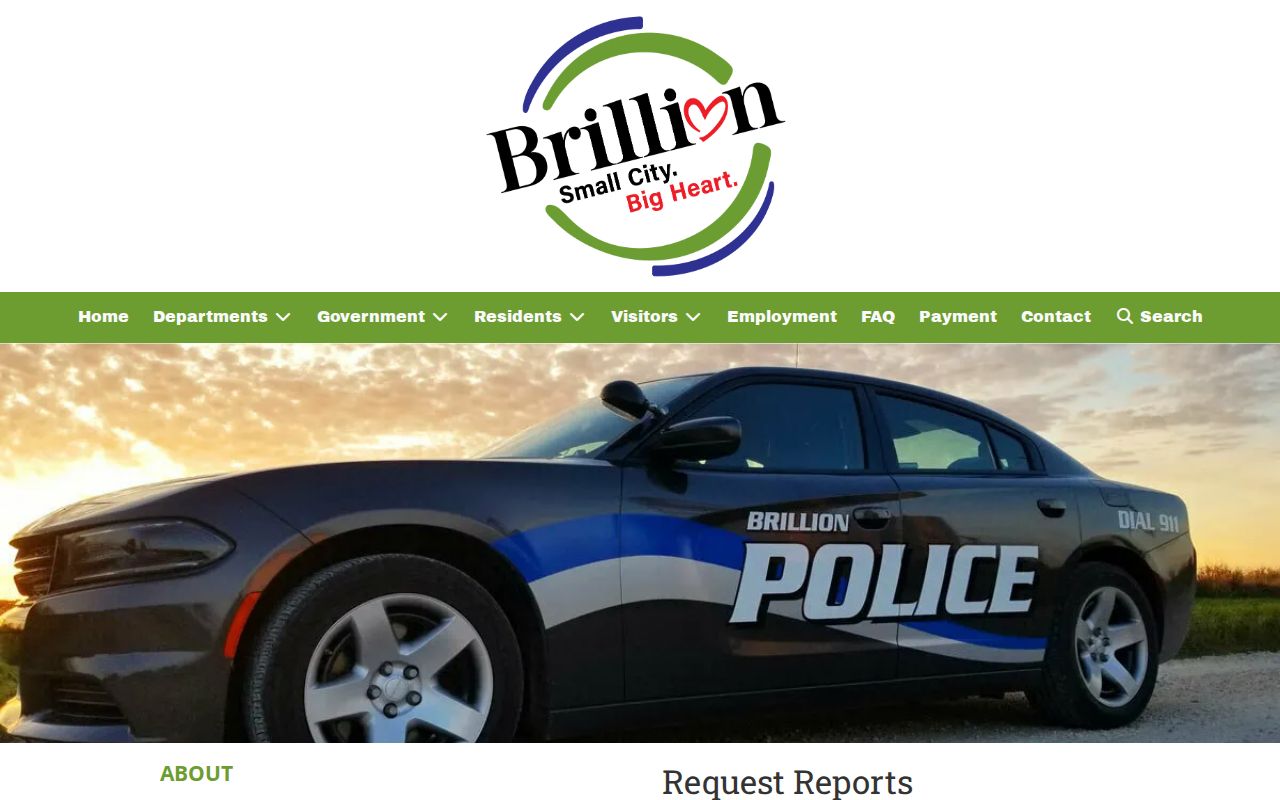 Brillion criminal records and Police Department report request page