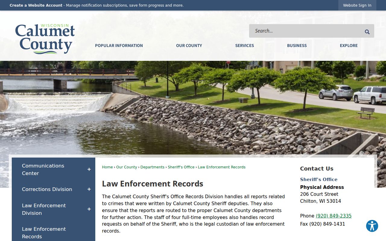 Calumet County criminal record request channels and fees