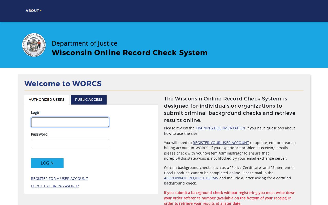 Calumet County criminal history request options in Wisconsin WORCS